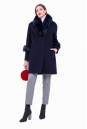 Женское пальто из текстиля с воротником, отделка енот 8011722