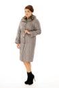 Женское пальто из текстиля с капюшоном, отделка искусственный мех 8011856
