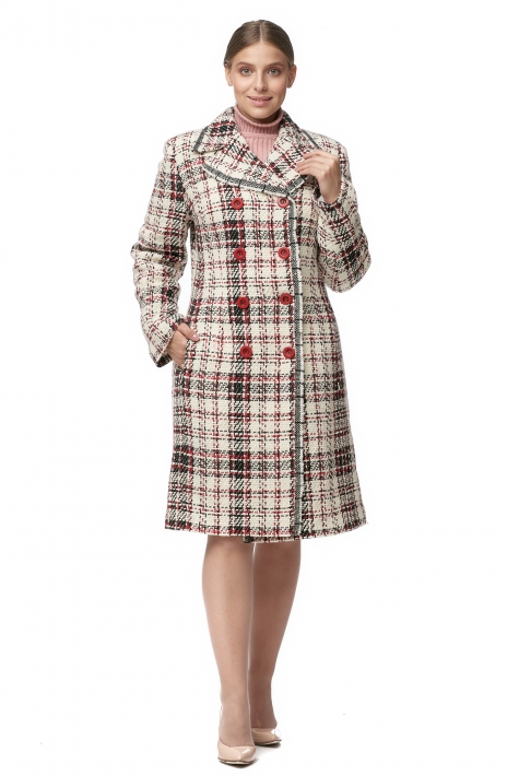 Женское пальто из текстиля с воротником 8012611