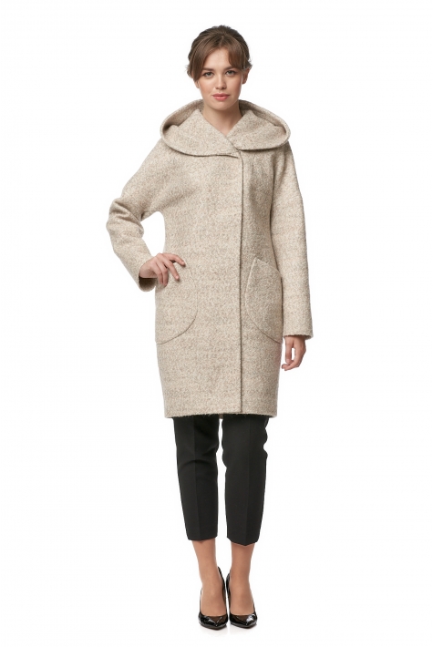 Женское пальто из текстиля с капюшоном 8012937
