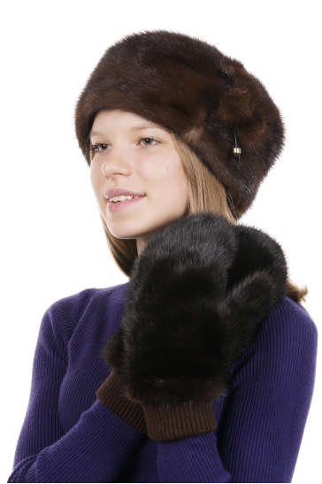 Варежки женские из норки