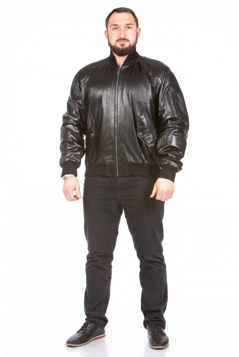 Мужская кожаная куртка из натуральной кожи с воротником 8023626