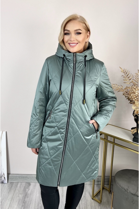 Женское пальто из текстиля с капюшоном 8024038